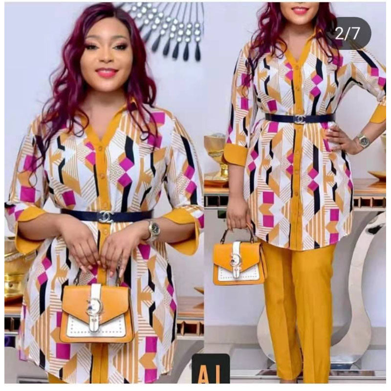 Pantalon Dashiki avec long manteau 2 pièces