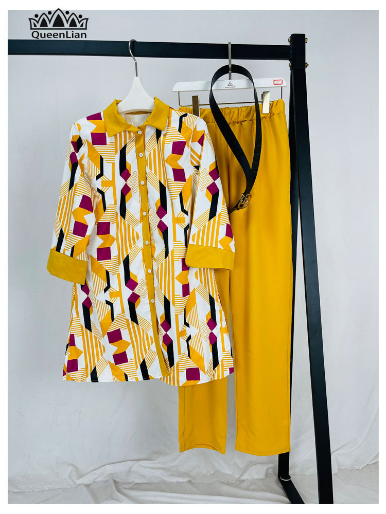 Pantalon Dashiki avec long manteau 2 pièces